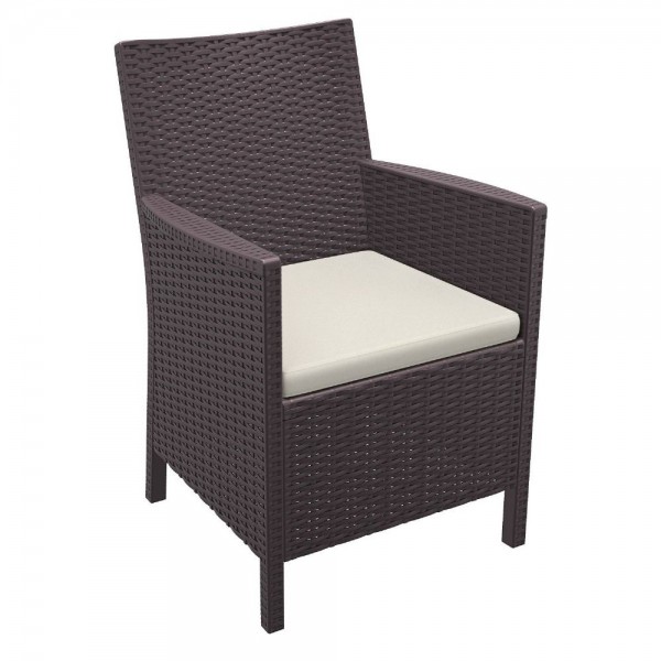 ISP806 California Woven Stacking Resin Restaurant Commercial Hospitality Cafe Patio Bar Arm Chair